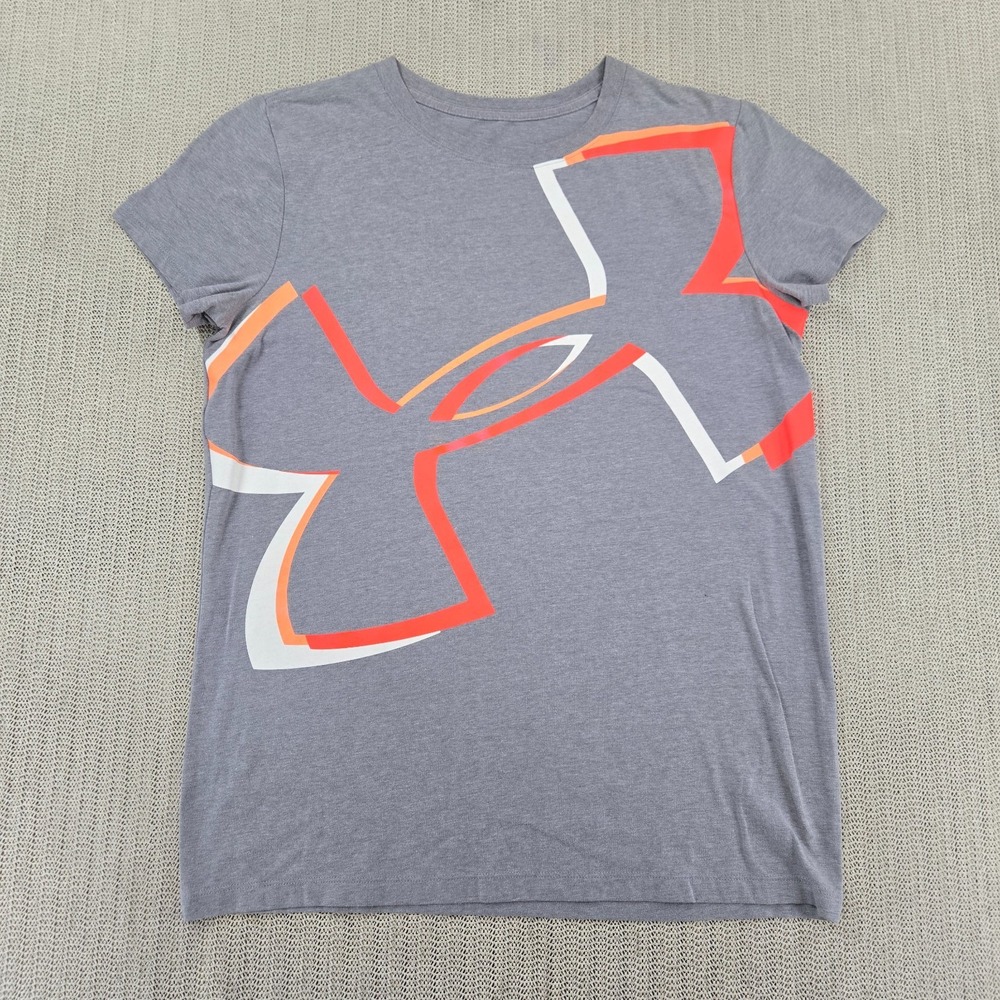 Under Armour Shirt Womens Medium Gray Big Logo Graphic Tee The Classic T-Shirt